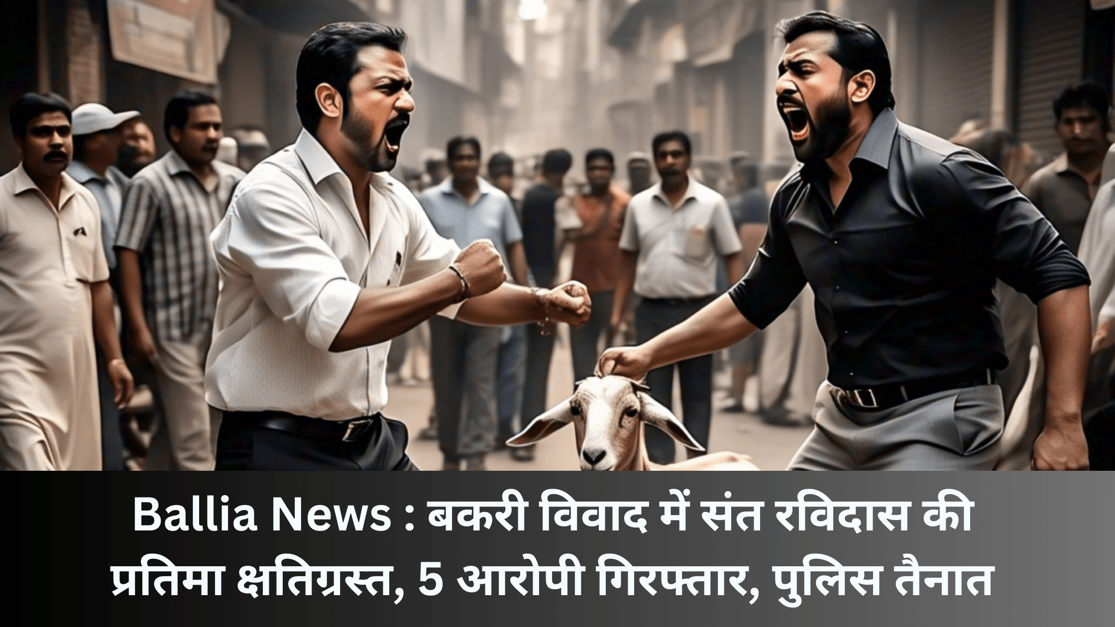 Ballia News : बकरी विवाद में संत रविदास की प्रतिमा क्षतिग्रस्त, 5 आरोपी गिरफ्तार, पुलिस तैनात
