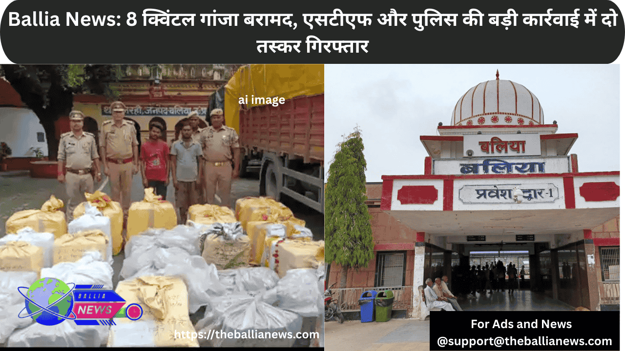 Ballia News: 8 क्विंटल गांजा बरामद, एसटीएफ और पुलिस की बड़ी कार्रवाई में दो तस्कर गिरफ्तार