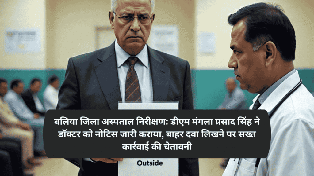 बलिया जिला अस्पताल निरीक्षण: डीएम मंगला प्रसाद सिंह ने डॉक्टर को नोटिस जारी कराया, बाहर दवा लिखने पर सख्त कार्रवाई की चेतावनी